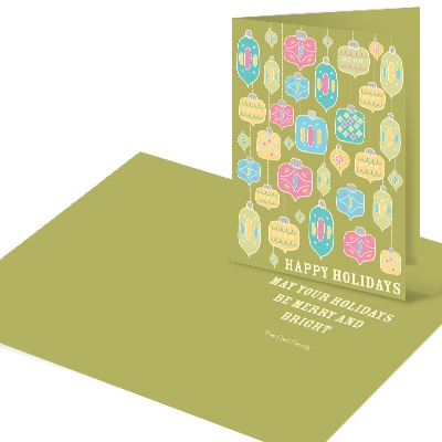 Colorful Ornaments in Green -- Christmas Card
