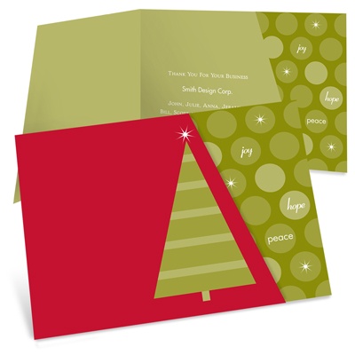 Striped Christmas Tree and Stars - Corporate Christmas Card