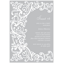 Curled Up in Elegant -- Sweet 16 Invitations
