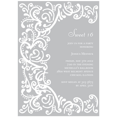 Curled Up in Elegant -- Sweet 16 Invitations
