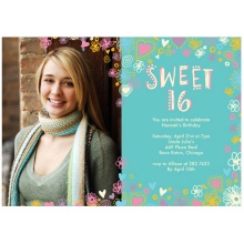 Whimsical Collage -- Sweet  16 Photo  Invitations