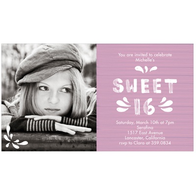 Etched in Wood -- Sweet 16 Photo Invitation