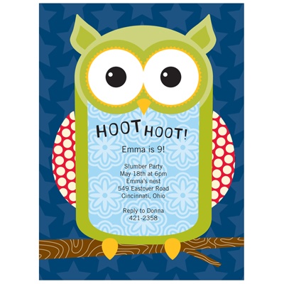 Kids Invitations on Hoot The Owl    Kids Birthday Invitations  For 8