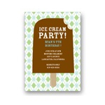 Argyle and Ice Cream in Green -- Cool Kids Birthday Invitations