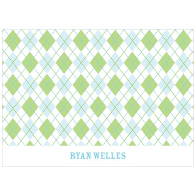 All Argyle in Green -- Kids Thank You Card