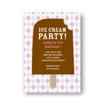Argyle and Ice Cream in Pink -- Cool Kids Birthday Invitations