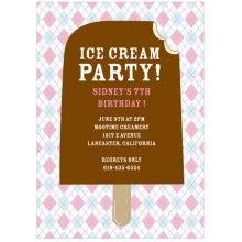 Argyle and Ice Cream in Pink -- Cool Kids Birthday Invitations
