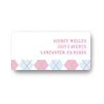 Argyle Edging in Pink -- Kids Address Labels