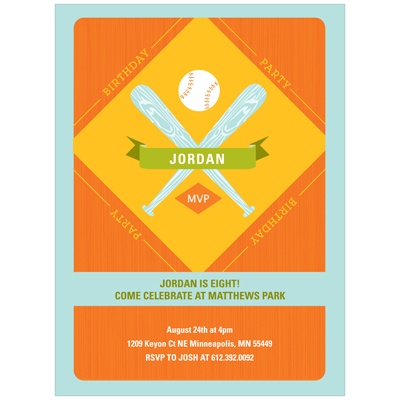 Baseball Celebration -- Kids Birthday Party Invitations