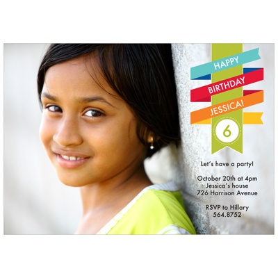 Ring Around the Ribbon -- Modern Kids Birthday Invitations