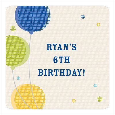 Criss-cross Balloons for Boys -- Kids Birthday Favor Stickers