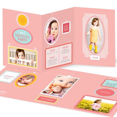Framed Moments in Pink -- Collage Birthday Invitations