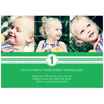 Playful Ribbon -- Kids Photo Birthday Invitations
