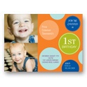 Fun Dots in Orange -- Photo First Birthday Invitations