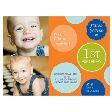 Fun Dots in Orange -- Photo First Birthday Invitations