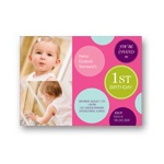 Fun Dots in Pink -- Photo First Birthday Invitations