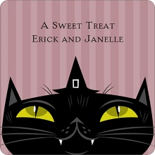 Sly Black Cat -- Halloween Personalized Stickers