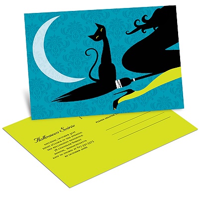 Black Cat in the Night -- Unique Halloween Invitation