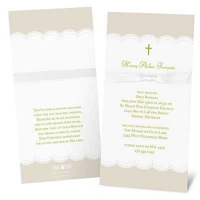 Scallops and Ribbon -- Baptism Invitations