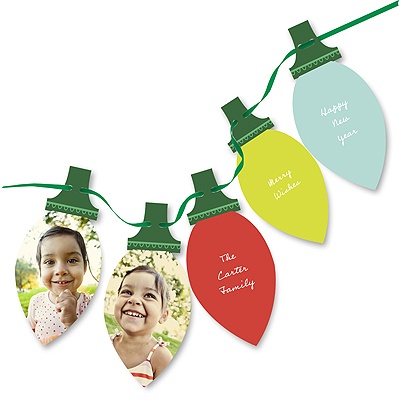 Colorful String of Lights -- Custom Photo Christmas Cards