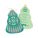Folk Art Christmas Tree in Green -- Ornament Exchange Invitations