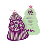 Folk Art Christmas Tree in Purple -- Ornament Exchange Invitations