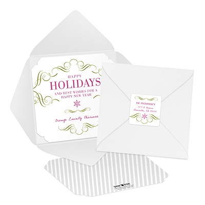 Elegant Pewter Pocket -- Custom Business Christmas Cards