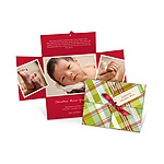 Wrapped Collage in Plaid -- Birth Announcement Christmas Cards