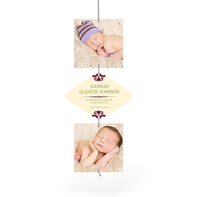 THE GOLDEN TICKET -- BOY PHOTO BIRTH ANNOUNCEMENT, 2in. x 4in. Folded Holiday Card