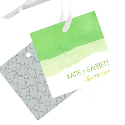 Vivid Green Watercolor -- Wedding Favor Tags