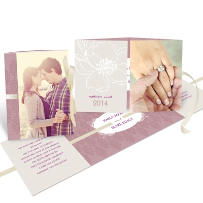 Fairy Tale Floral -- Ribbon Wedding Invitations