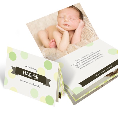 THE GOLDEN TICKET -- BOY PHOTO BIRTH ANNOUNCEMENT, 2in. x 4in. Folded Holiday Card