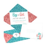 Balloons Bursting with Surprise -- Gender Reveal Baby Shower Invitatio