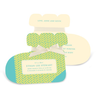Sweet Feet in Yellow -- Boy Birth Announcements