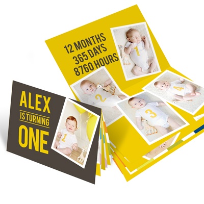 Twelve Months of Photos -- First Birthday Invitations