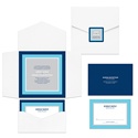 Contemporary Frames in Blue -- Pocket Wedding Invitation