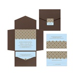 Exquisite Pattern -- Blue Pocket Wedding Invitation