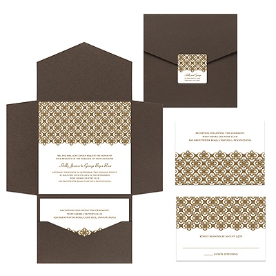 Exquisite Pattern White Pocket Wedding Invitation Product Zoom