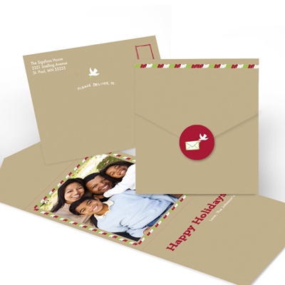 THE GOLDEN TICKET -- BOY PHOTO BIRTH ANNOUNCEMENT, 2in. x 4in. Folded Holiday Card