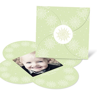 Snowflake Self Mailer -- Green Christmas Card