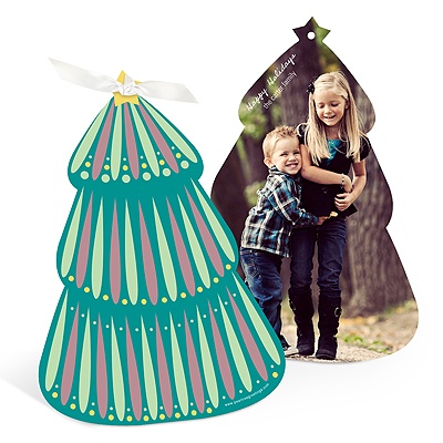 Photo Folk Art Christmas Tree Ornament -- Holiday Photo Cards