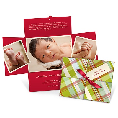 Wrapped Collage In Plaid -- Holiday Photo Cards