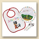 Wild Animal Baby Dish & Bib Set