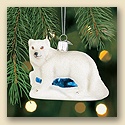 Arctic Fox Glass Ornament