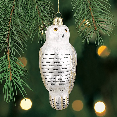 Snowy Owl Glass Ornament