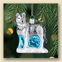 Winter Wolf Glass Ornament