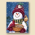 Snowman Feeding Birds Card