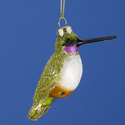 Black Chinned Hummingbird Glass Ornament