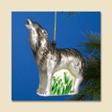 Howling Wolf Glass Ornament