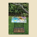 Square Bird Feeder with Dragonfly Design Glass Dome